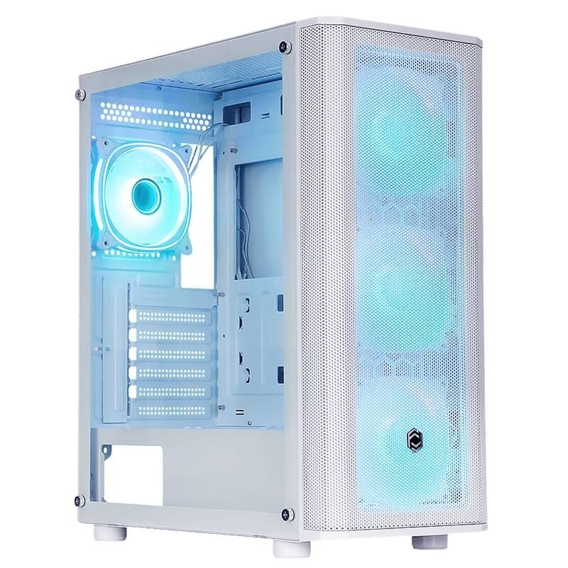 FRISBY CM‑106 650 W 80 Plus Double ARGB Fanlı Beyaz Mesh Ön Panel Midi‑Tower Gaming Kasa Temperli Cam