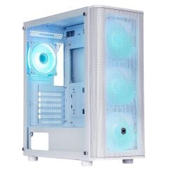 FRISBY CM‑106 650 W 80 Plus Double ARGB Fanlı Beyaz Mesh Ön Panel Midi‑Tower Gaming Kasa Temperli Cam