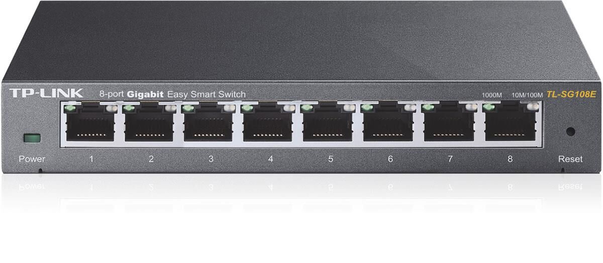 TP‑LINK TL‑SG108E 8 Port 10/100/1000 Mbps Gigabit Easy Smart Yönetilebilir Switch Metal Kasa