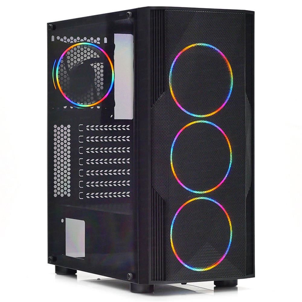 Dark DKCHDIAMONDPROMS600 Diamond PRO MESH 600W 4×12 cm Sabit RGB LED Fan, ATX Mid‑Tower Full Mesh Ön Panel ve Full Akrilik Yan Panel, 1×USB 3.0 + 2×USB 2.0 Siyah Oyuncu Kasası