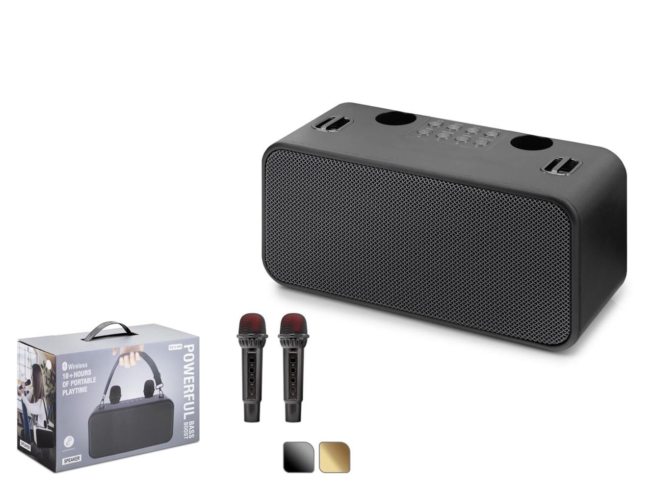 Hadron 186PRO Bluetooth 20W Karaoke 2 Mikrofonlu Taşınabilir Speaker 288x121.5x136mm