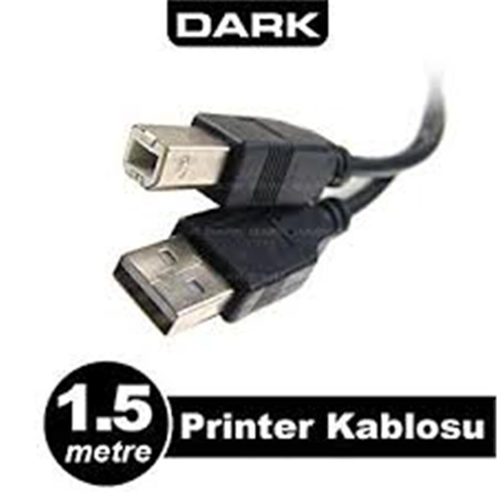 Dark DK-CB-USB2PRNL151 1.5 Metre USB 2.0 Tip A'dan Tip B'ye Yazıcı ve Tarayıcı Kablosu