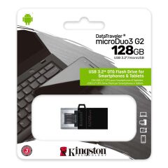 Kingston DTDUO3G2-128GB DT MicroDuo 3 Gen2 + microUSB (Android-OTG) Çift Taraflı Flash Bellek