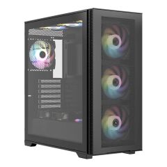 FRISBY FC‑9535G 650W 80+ Bronze Dahili PSU 4×120 mm RGB Fan Temperli Cam Ön Mesh Panel E‑ATX/ATX/mATX/Mini‑ITX Mid Tower Siyah Gaming Kasa