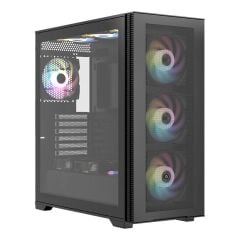 FRISBY FC‑9535G 650W 80+ Bronze Dahili PSU 4×120 mm RGB Fan Temperli Cam Ön Mesh Panel E‑ATX/ATX/mATX/Mini‑ITX Mid Tower Siyah Gaming Kasa