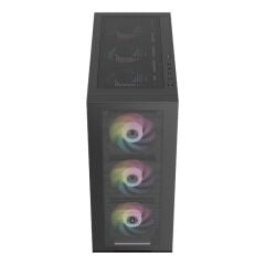 FRISBY FC‑9535G 650W 80+ Bronze Dahili PSU 4×120 mm RGB Fan Temperli Cam Ön Mesh Panel E‑ATX/ATX/mATX/Mini‑ITX Mid Tower Siyah Gaming Kasa