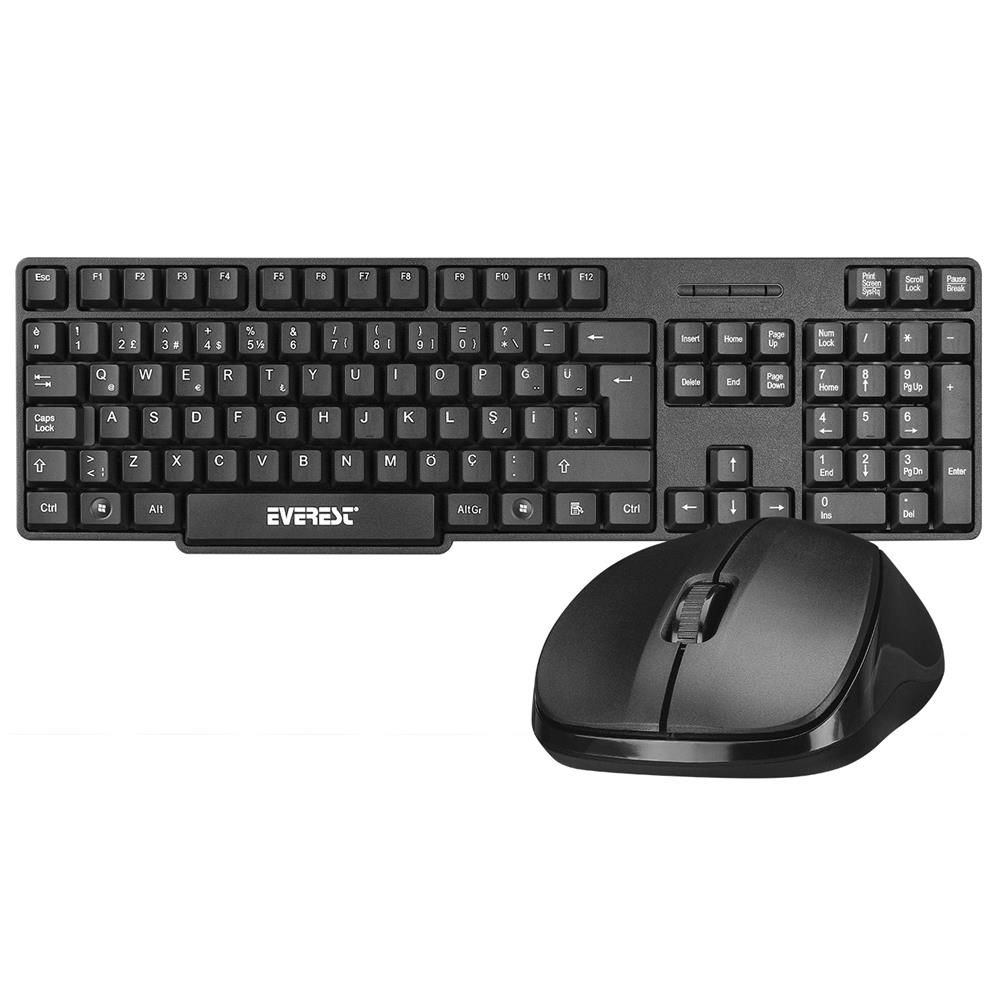 Everest KM-6852 Kablosuz Klavye Mouse Seti - Siyah Türkçe Q