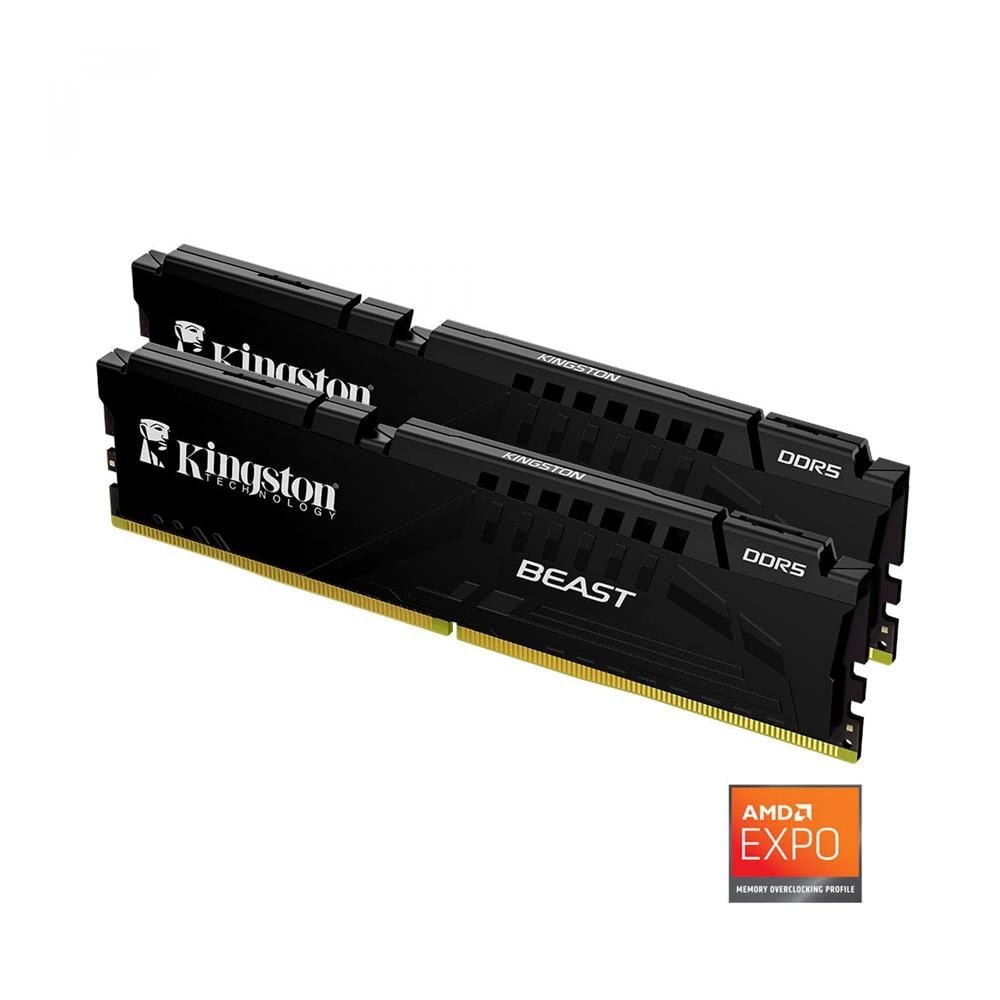 Kingston FURY Beast Expo 64GB (2×32GB) DDR5‑6000MT/s CL30‑36‑36 1.4 V Kit (KF560C30BBEK2‑64TR) AMD EXPO v1.1 / Intel XMP 3.0 Destekli Siyah Heat‑spreader PC RAM