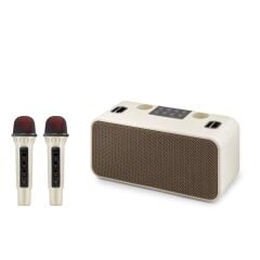 Hadron 186PRO Beyaz Bluetooth 20W Karaoke 2 Mikrofonlu Taşınabilir Speaker 288x121.5x136mm