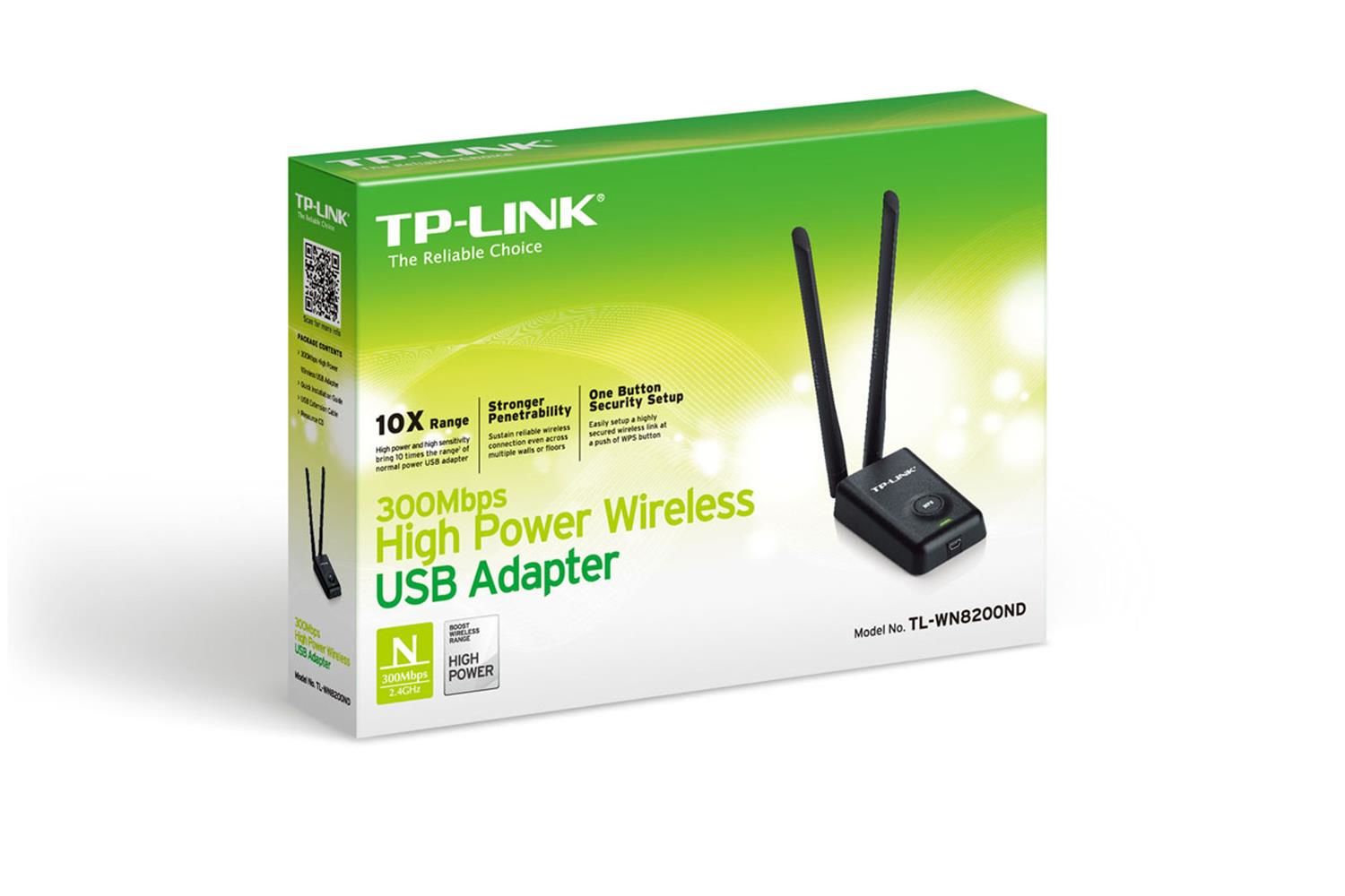 TP‑Link TL‑WN8200ND 300 Mbps Yüksek Güçlü Mini USB Kablosuz Adaptör 2×5 dBi Çıkarılabilir Antenli WPS Destekli Windows/Mac/Linux