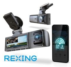 Rexing V316 4K Ultra HD WiFi GPS Destekli Çift Kanallı Araç Kamerası + 64GB SD Kart