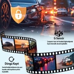 Rexing V316 4K Ultra HD WiFi GPS Destekli Çift Kanallı Araç Kamerası + 64GB SD Kart