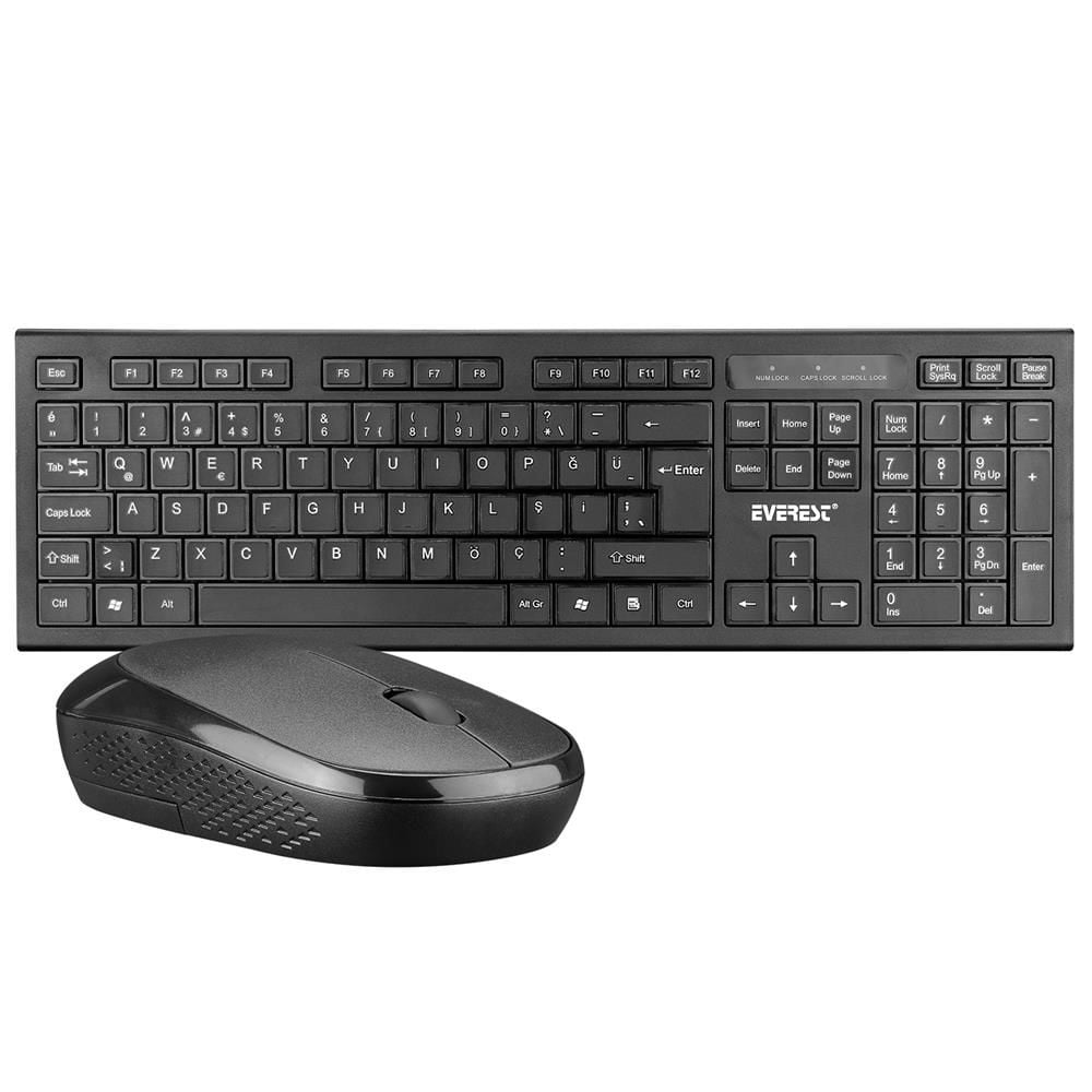 Everest KM-6121 Siyah Kablosuz Q Slim Klavye + Optik Mouse Set
