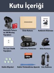 Pruveeo D90-4CH 4 Kanallı Full HD WiFi GPS Destekli Araç Kamerası + 128GB SD Kart