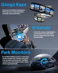 Pruveeo D90-4CH 4 Kanallı Full HD WiFi GPS Destekli Araç Kamerası + 128GB SD Kart