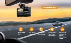 Pruveeo D30 4K Ultra HD WiFi Çift Kanallı Araç İçi Kamera (Ön ve İç)