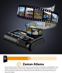 Pruveeo D30 4K Ultra HD WiFi Çift Kanallı Araç İçi Kamera (Ön ve İç)
