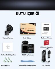 Pruveeo D30 4K Ultra HD WiFi Çift Kanallı Araç İçi Kamera (Ön ve İç)