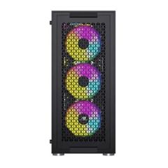 PowerBoost PB‑P501B 650W 80+ Bronze USB 3.0 Mesh Ön Panel ARGB Aydınlatmalı 4×120 mm Fan, Temperli Cam Yan Panel, E‑ATX / ATX / mATX / ITX Destekli Gaming Mid Tower Kasa