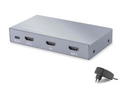 HADRON HDX1428 HDMI Splitter EDID 4K 60 Hz 1 Giriş 2 Çıkış Gri