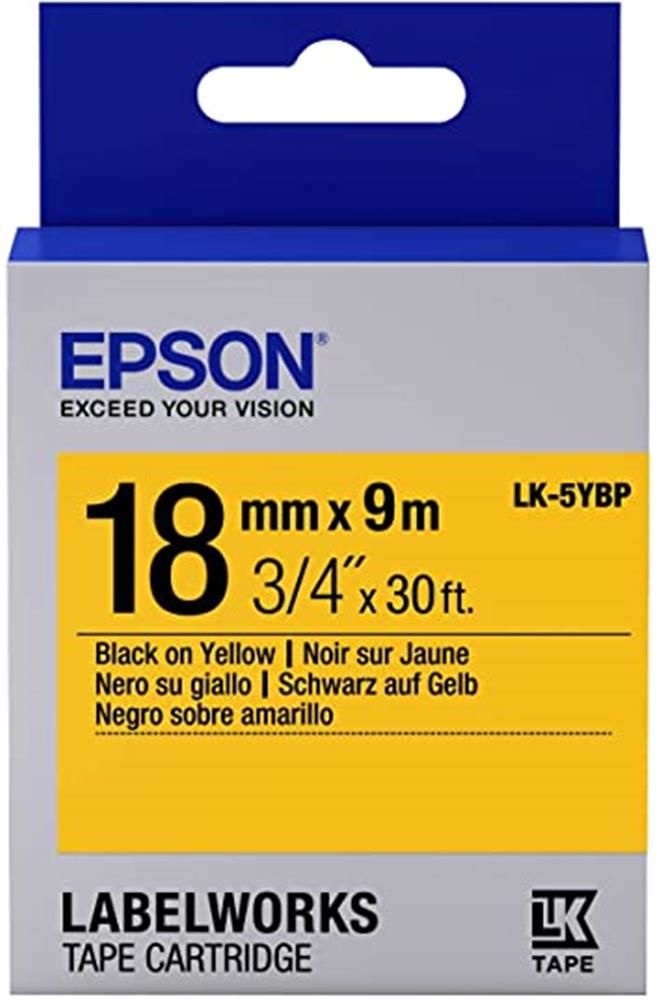Epson LK-5YBP Pastel Sarı Üzeri Siyah 18mm 9Metre Etiket