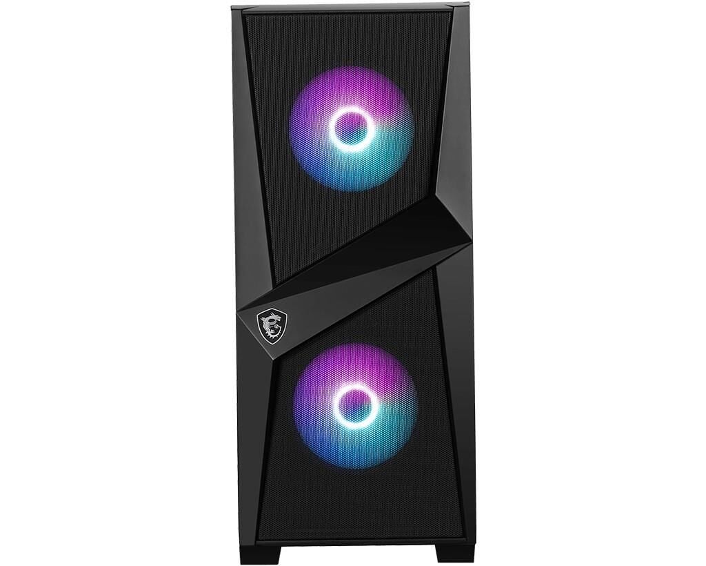 MSI MAG FORGE 100R Temperli Cam 1×120 mm ARGB Fan PSU Yok Gaming Siyah Kasa