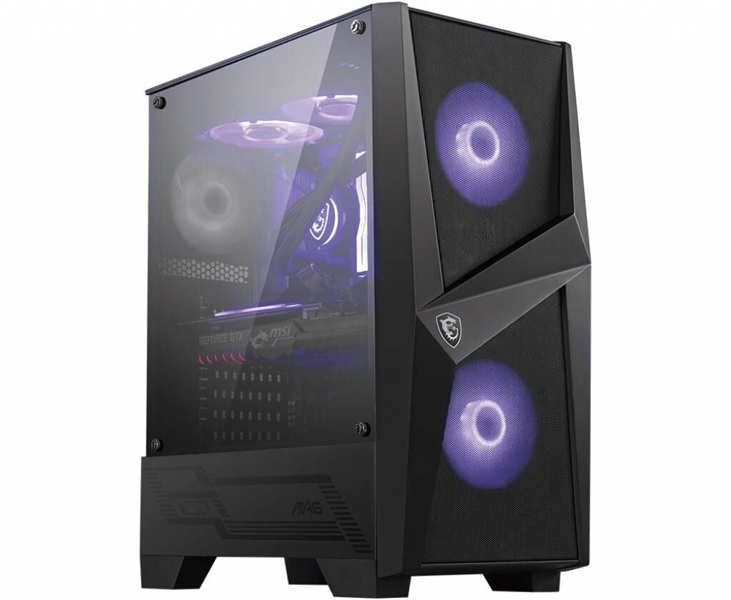MSI MAG FORGE 100M Tempered Glass Siyah Mid‑Tower Gaming Kasa • 2×120 mm ARGB Ön Fan + 1×120 mm Arka Fan (PSU Yok) • 4 mm Temperli Cam Panel • ATX/mATX/ITX Uyumluluk