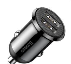 Baseus Grain Pro (CCALLP-01) 4.8A Çift USB Çıkışlı Kompakt Araç Şarj Cihazı - Siyah