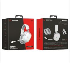 Rampage RETSU Beyaz-Gri 2.4GHz Kablosuz + Bluetooth + Kablolu Üç Modlu Oyuncu Kulaklığı - Hibrit Earpad