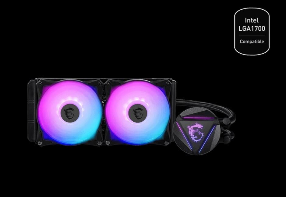 MSI MAG CORELIQUID 240R V2 240 mm ARGB PWM Dual‑Fan Sıvı CPU Soğutucu – Intel LGA 1150/1151/1155/1156/1200/1700 & AMD AM4/AM5 Uyumlu, 27 mm Alüminyum Radyatör, Döndürülebilir ARGB Blok