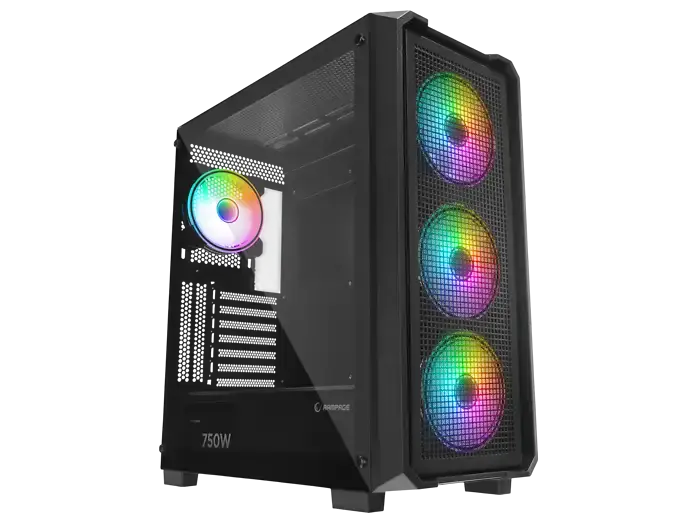 Rampage X-CHAIN Temper Camlı 750W(Peak) 80Plus Bronze 4 Adet RGB Fanlı Kasa