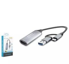 Hadron HDX7856 HDMI Video Capture Card Type-C + USB 3.0 4K 30Hz Video Yakalama Adaptörü Gri