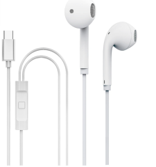 Hytech HY-XBK57 Type-C Telefon Uyumlu Metal Beyaz Mikrofonlu Kablolu Kulak İçi Kulaklık