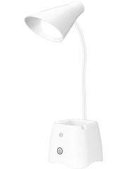 S-link SL-M9002 Paslanmaz Çelik Gövdeli 12 SMD LED'li USB Destekli Masa Lambası - Beyaz