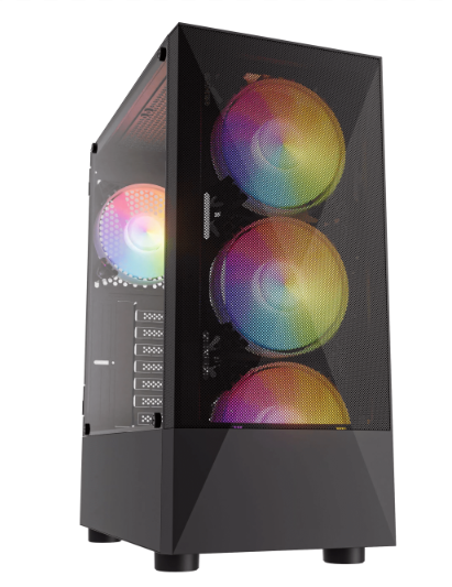 James Donkey Stark S801 7X ARGB Fanlı 650W 80+ Güç Kaynaklı Temperli Cam Yan Panelli ATX Gaming Kasa Siyah