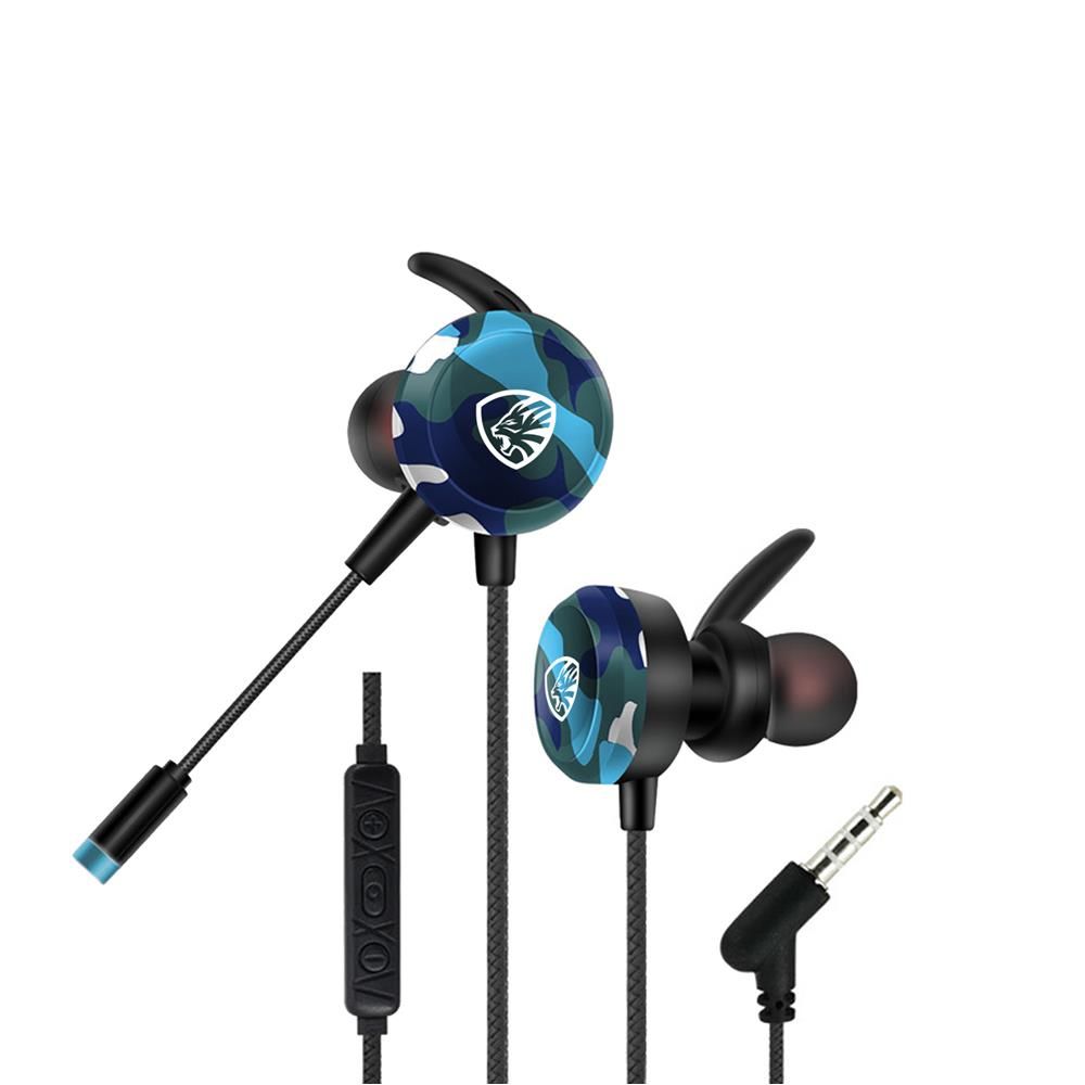 Hytech HY-GK4 Mavi Kamuflaj 3.5mm Jak Girişli Çift Mikrofonlu Esnek Mikrofonlu Gaming Oyuncu Kulak İçi Kulaklık