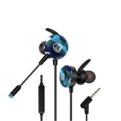 Hytech HY-GK4 Mavi Kamuflaj 3.5mm Jak Girişli Çift Mikrofonlu Esnek Mikrofonlu Gaming Oyuncu Kulak İçi Kulaklık