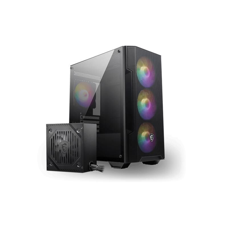 MSI MAG FORGE M100A D60 Akrilik Yan Panel 3×120 mm ARGB Fan + 1×120 mm ARGB Arka Fan 600 W 80+ Bronze PSU Micro‑ATX / Mini‑ITX Gaming Kasa