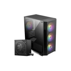 MSI MAG FORGE M100A D60 Akrilik Yan Panel 3×120 mm ARGB Fan + 1×120 mm ARGB Arka Fan 600 W 80+ Bronze PSU Micro‑ATX / Mini‑ITX Gaming Kasa