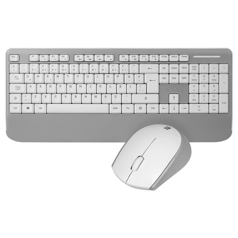Everest KM-6176 Official Beyaz-Gri Kablosuz Q Multimedia Klavye + Optik Mouse Set