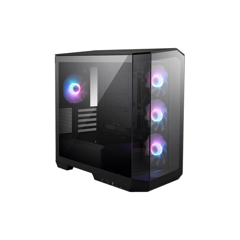 MSI MAG PANO M100R PZ Temperli Cam 270° ARGB’li 3x120 mm Reverse‑Blade + 1x120 mm ARGB Fanlı Micro‑ATX Siyah Gaming Kasası