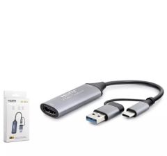 HADRON HDX7831 TYPE-C HDTV COMBO HDMI 4K 30HZ + TYPE-C + 2-USB3.0 + LAN 5IN1 GRİ
