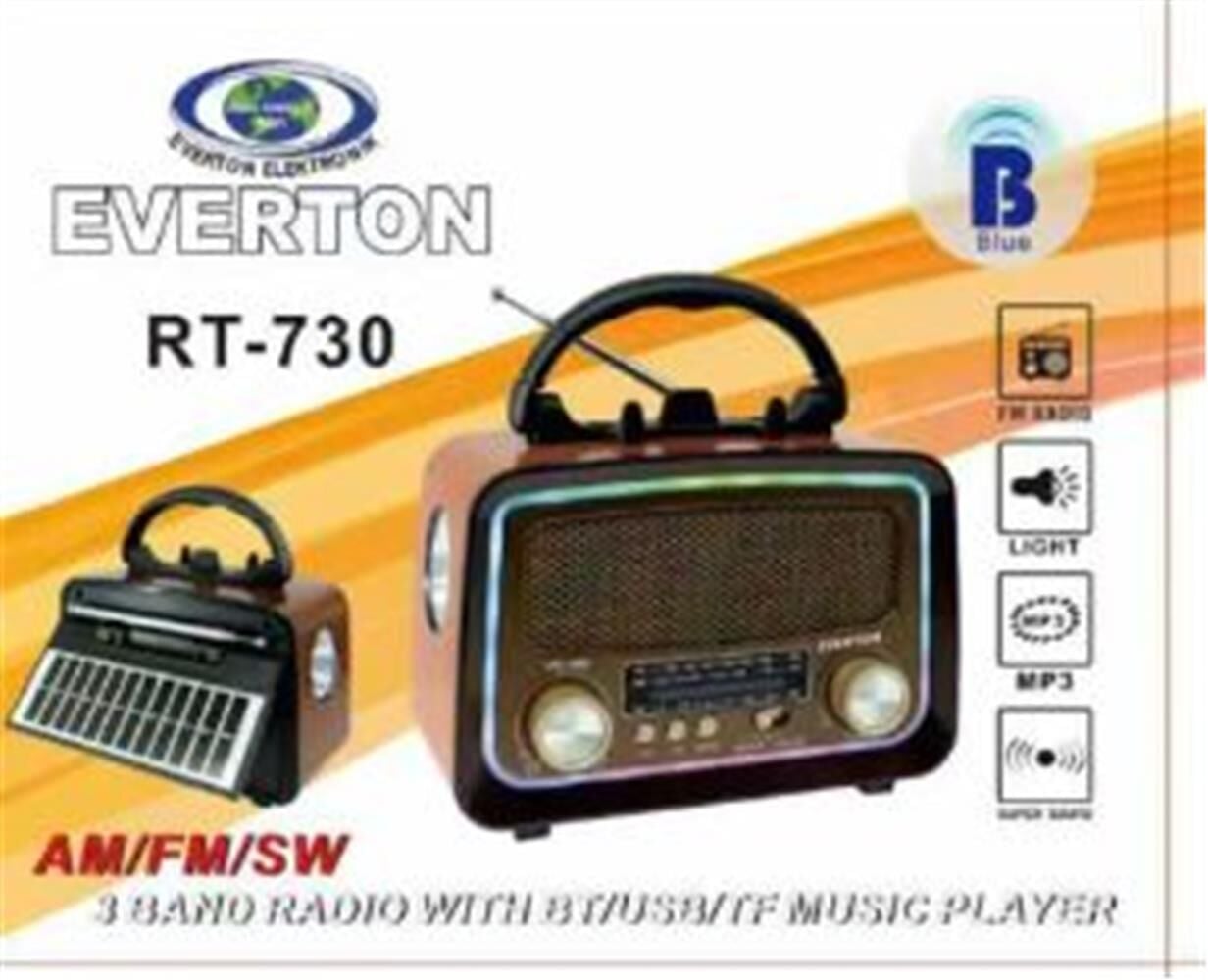 Everton RT-730 Nostaljik Radyo Bluetooth USB/SD/AUX Destekli Dijital Saatli Şarjlı Müzik Kutusu