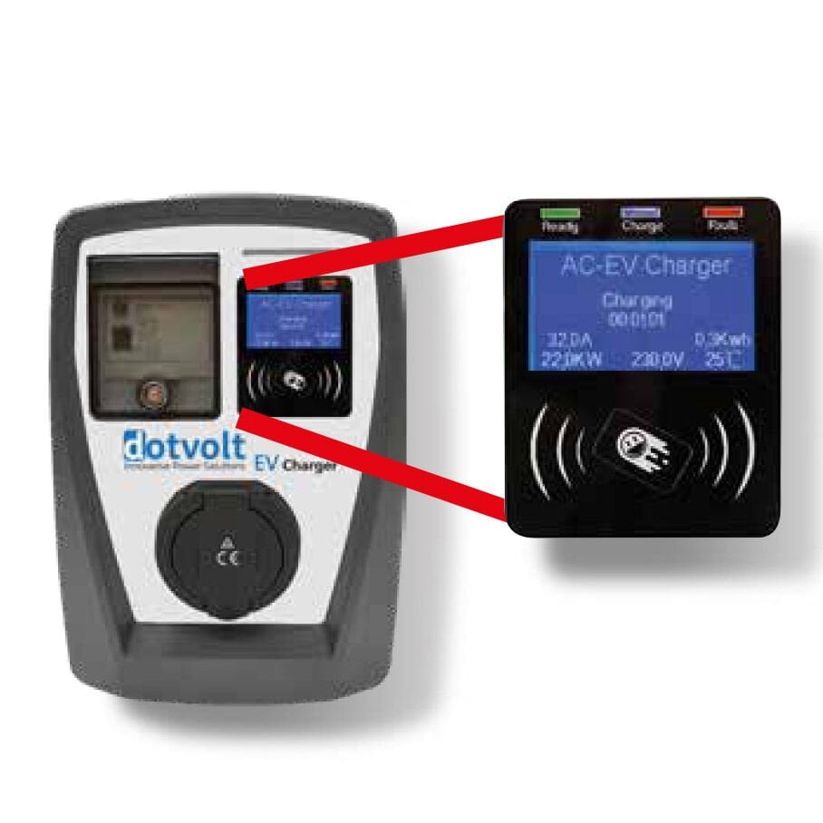 Dotvolt 22kW 3-Faz AC Akıllı Elektrikli Araç Şarj İstasyonu - Tip 2 Soketli - IP54 Koruma - Duvar Tipi (Wallbox)