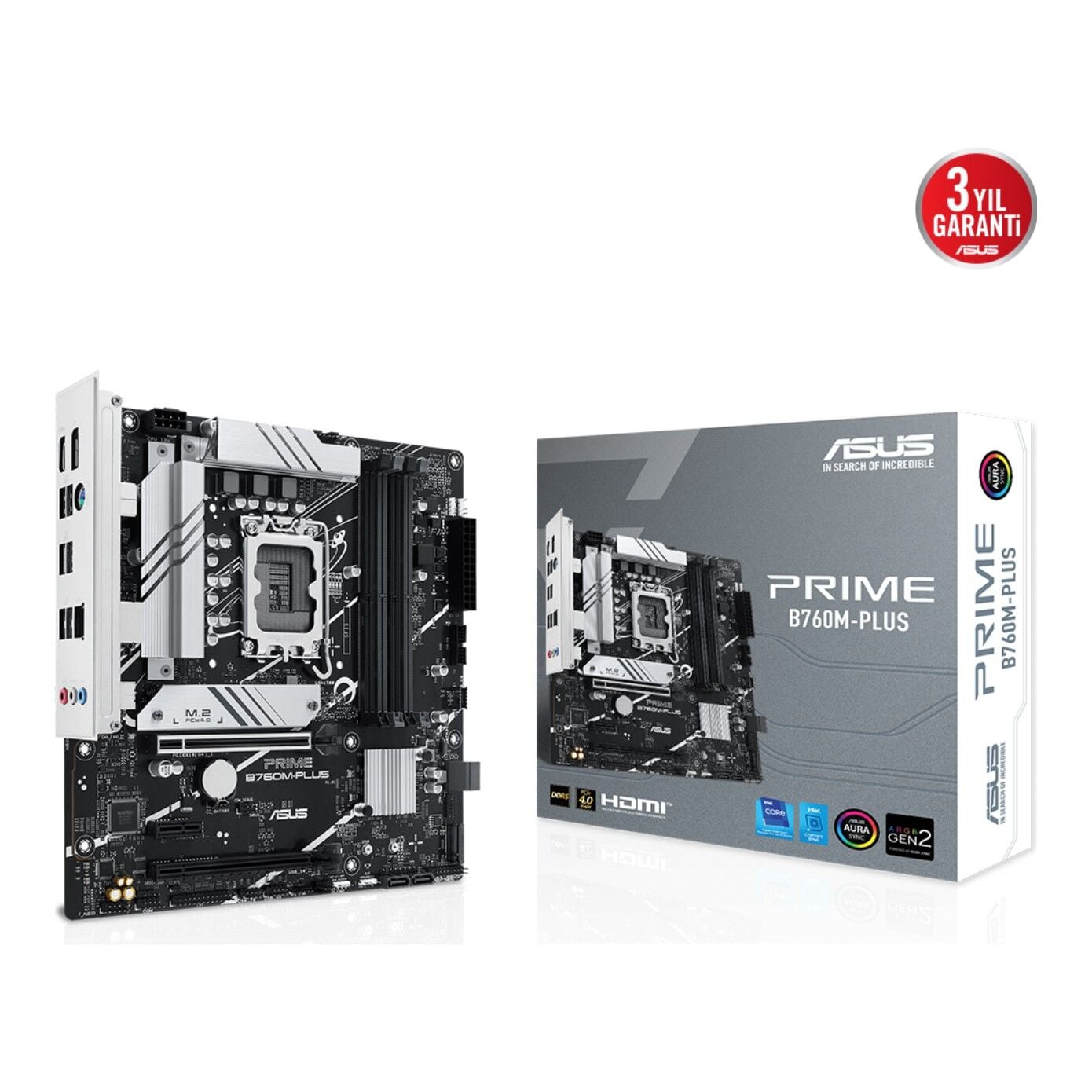 ASUS PRIME B760M-PLUS LGA1700 DDR5 7200 2x M2 USB3.2 AURA RGB 2.5Gbit LAN mATX