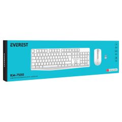 Everest KM-7500 Beyaz Kablosuz 2.4GHz Q Multimedia Klavye + Optik Mouse Set
