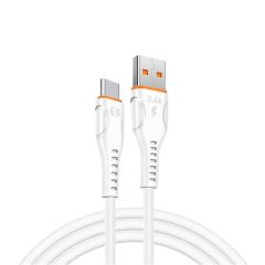 S-link SL-EC50 (SL-EC50T) 5V 2.4A 12W 2 Port USB Çıkışlı + Dahili Type-C Kablolu Beyaz Ev Şarj Cihazı