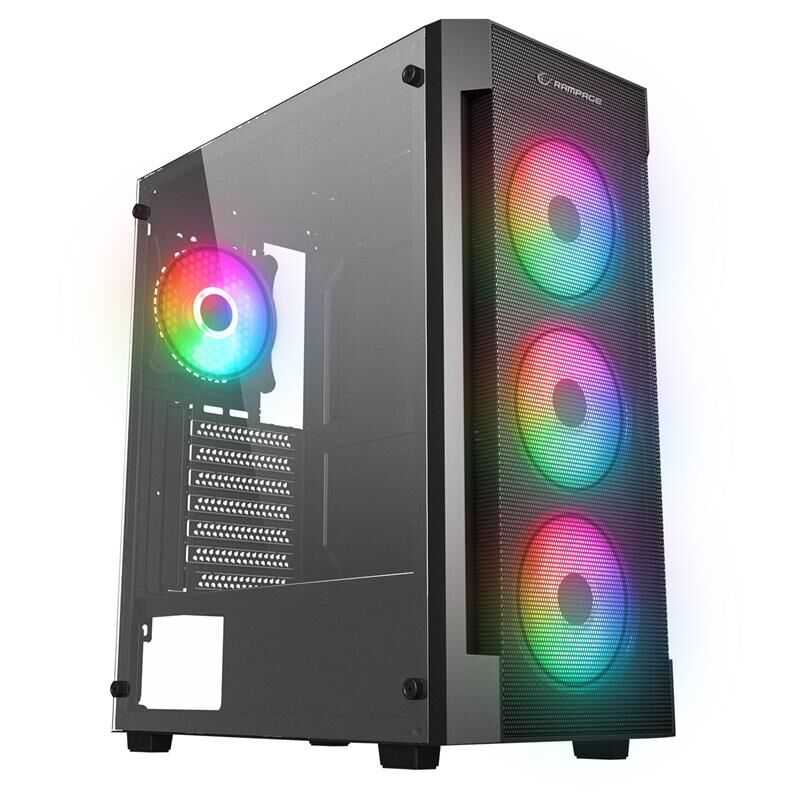 Rampage VIGILANT Mesh 650W 80+ Bronze Siyah Temperli Camlı 4×120 mm RGB Fan ATX Midi Tower Gaming Kasası