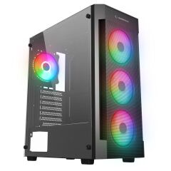 Rampage VIGILANT Mesh 650W 80+ Bronze Siyah Temperli Camlı 4×120 mm RGB Fan ATX Midi Tower Gaming Kasası
