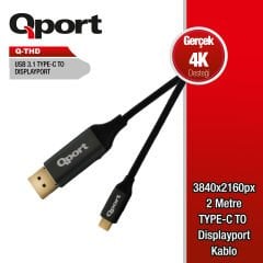 QPORT Q-THD Type-C to DisplayPort 4K 2 Metre Çevirici Kablo